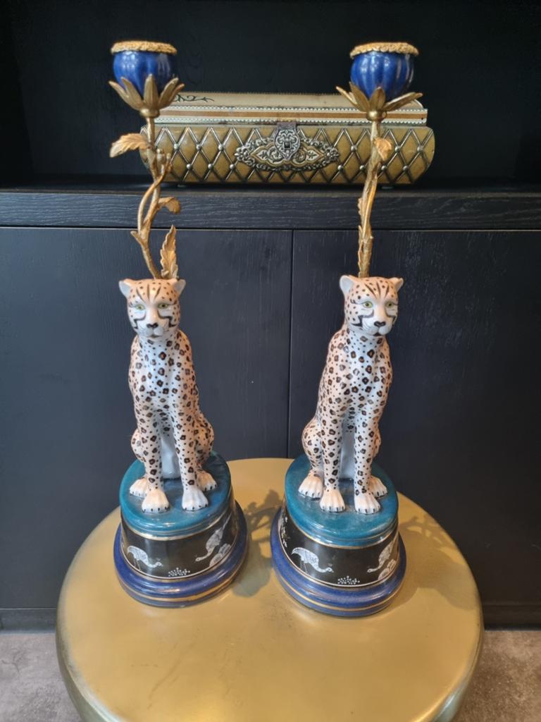 Set unieke Cheeta's kandelaars van &Klevering, Ophalen of Verzenden