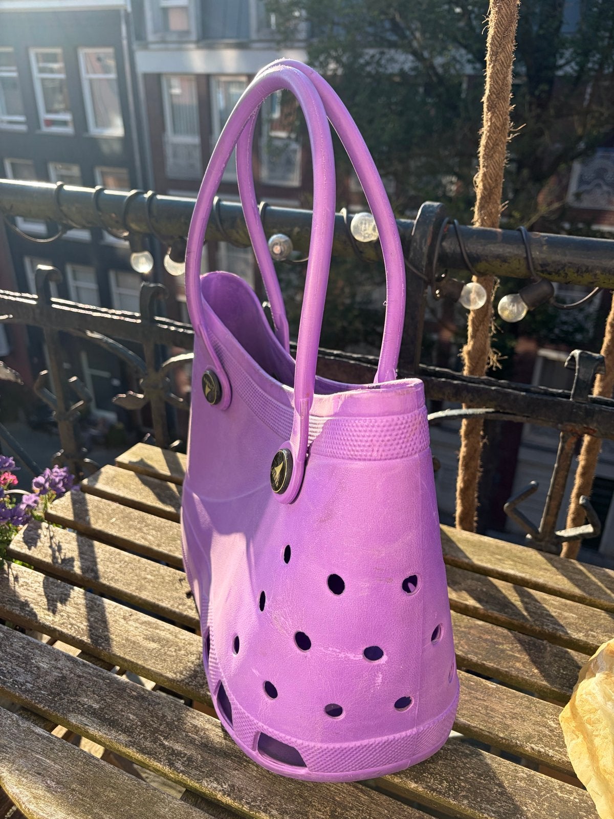Unieke paarse Crocs tas, Ophalen, Zo goed als nieuw, Paars, Handtas