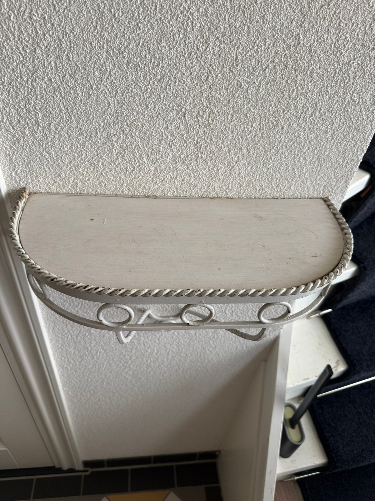 Planchet brocante stijl wit met stalen frame, Ophalen, Rechthoekig, Minder dan 50 cm