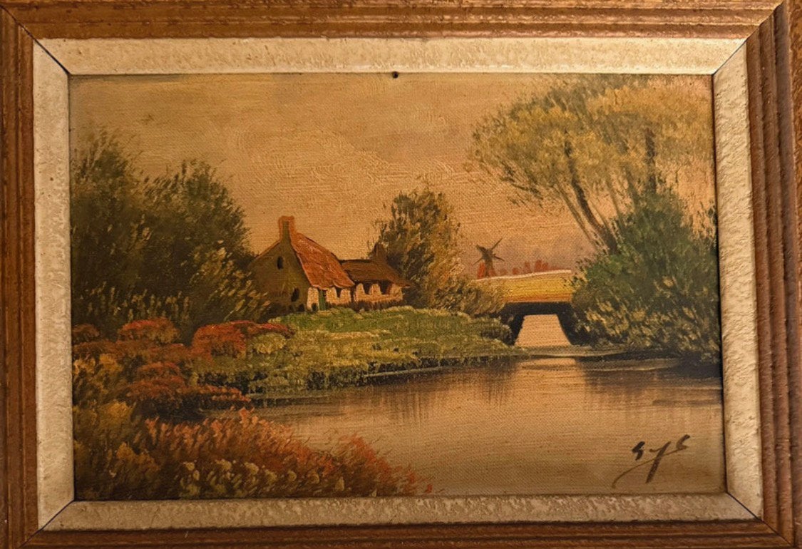Dutch Vintage original oil painting on canvas 20s, 4232., Antiek en Kunst, Ophalen of Verzenden