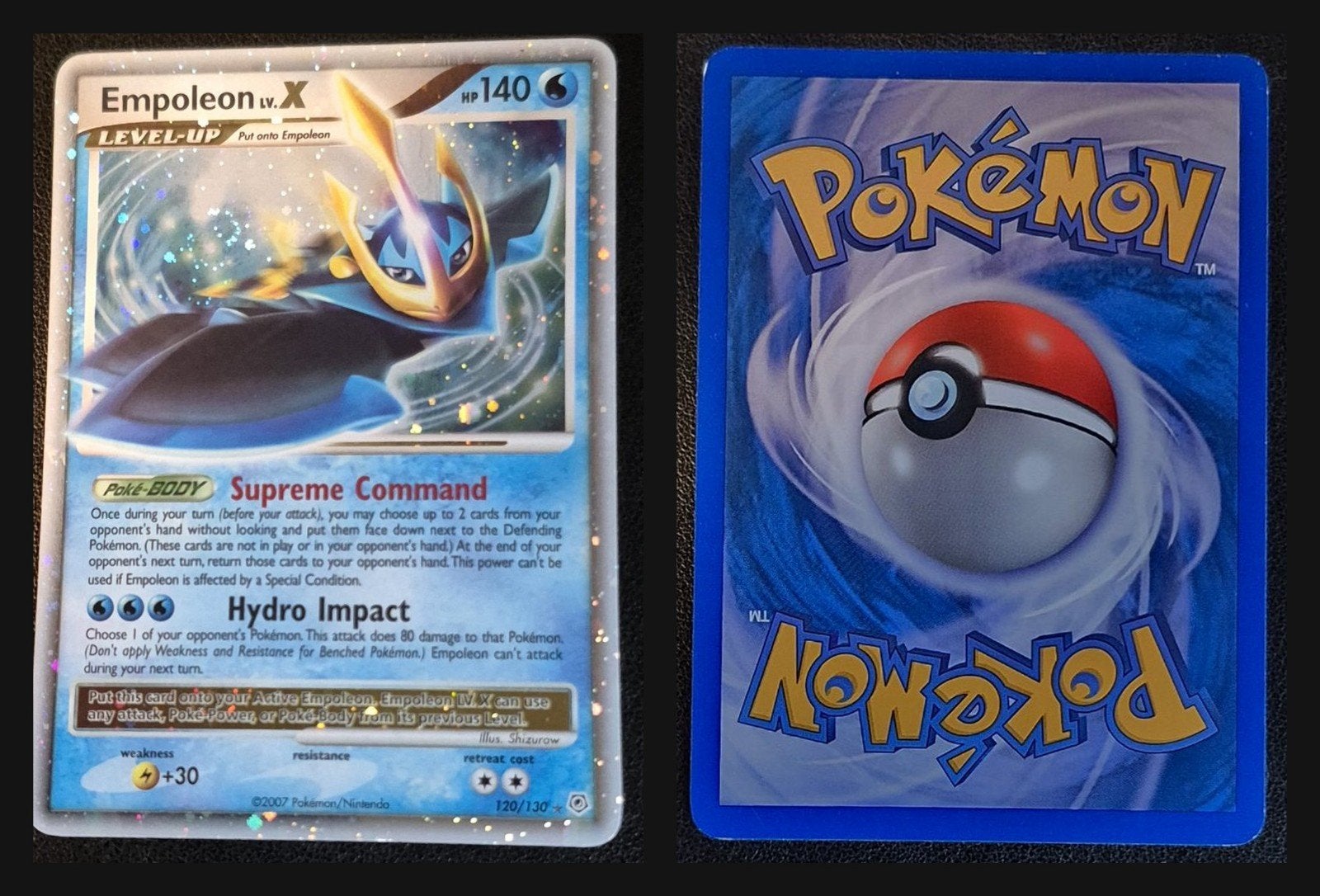 Pokémon Kaart Empoleon LV.X 120/130 Holo Rare, Ophalen of Verzenden, Zo goed als nieuw, Losse kaart, Foil