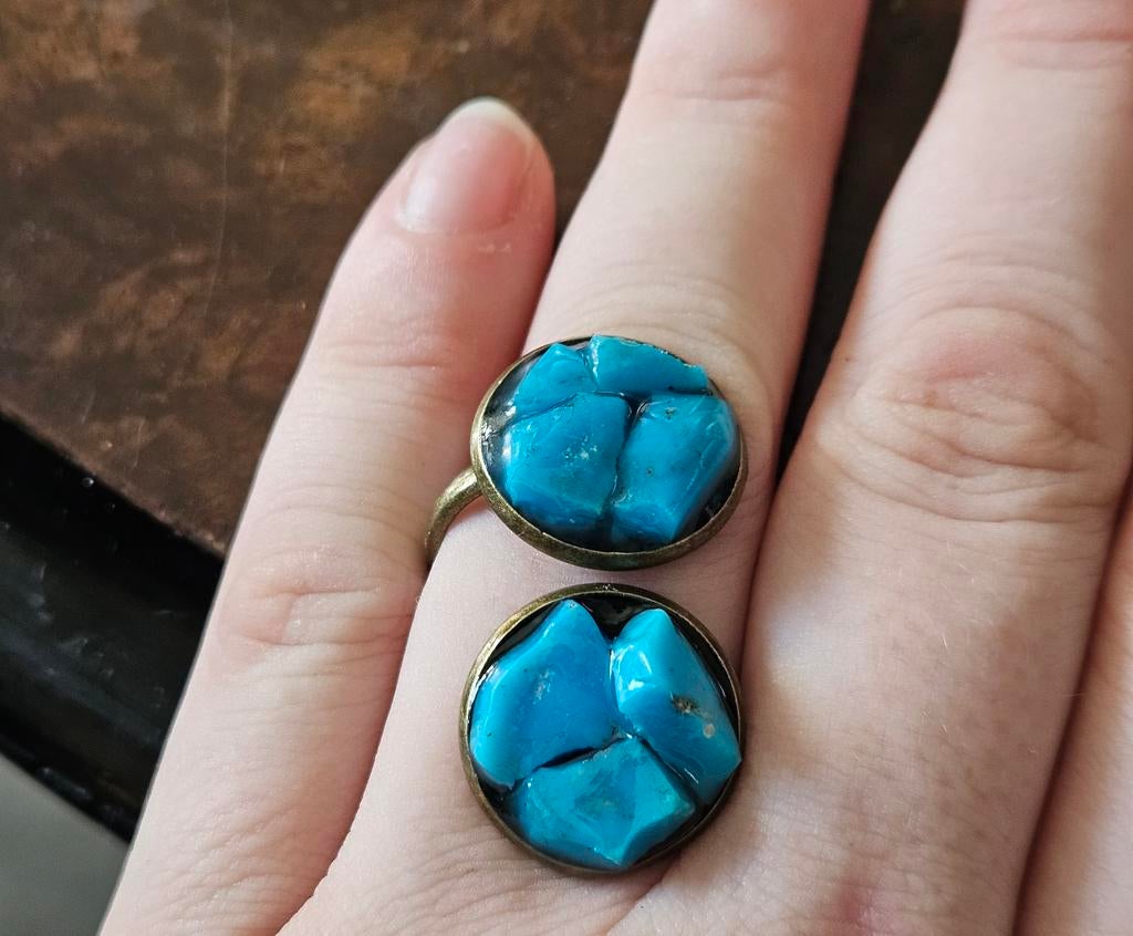 ring met Kingman turkoois, Overige materialen, Blauw, Nieuw, Ophalen of Verzenden