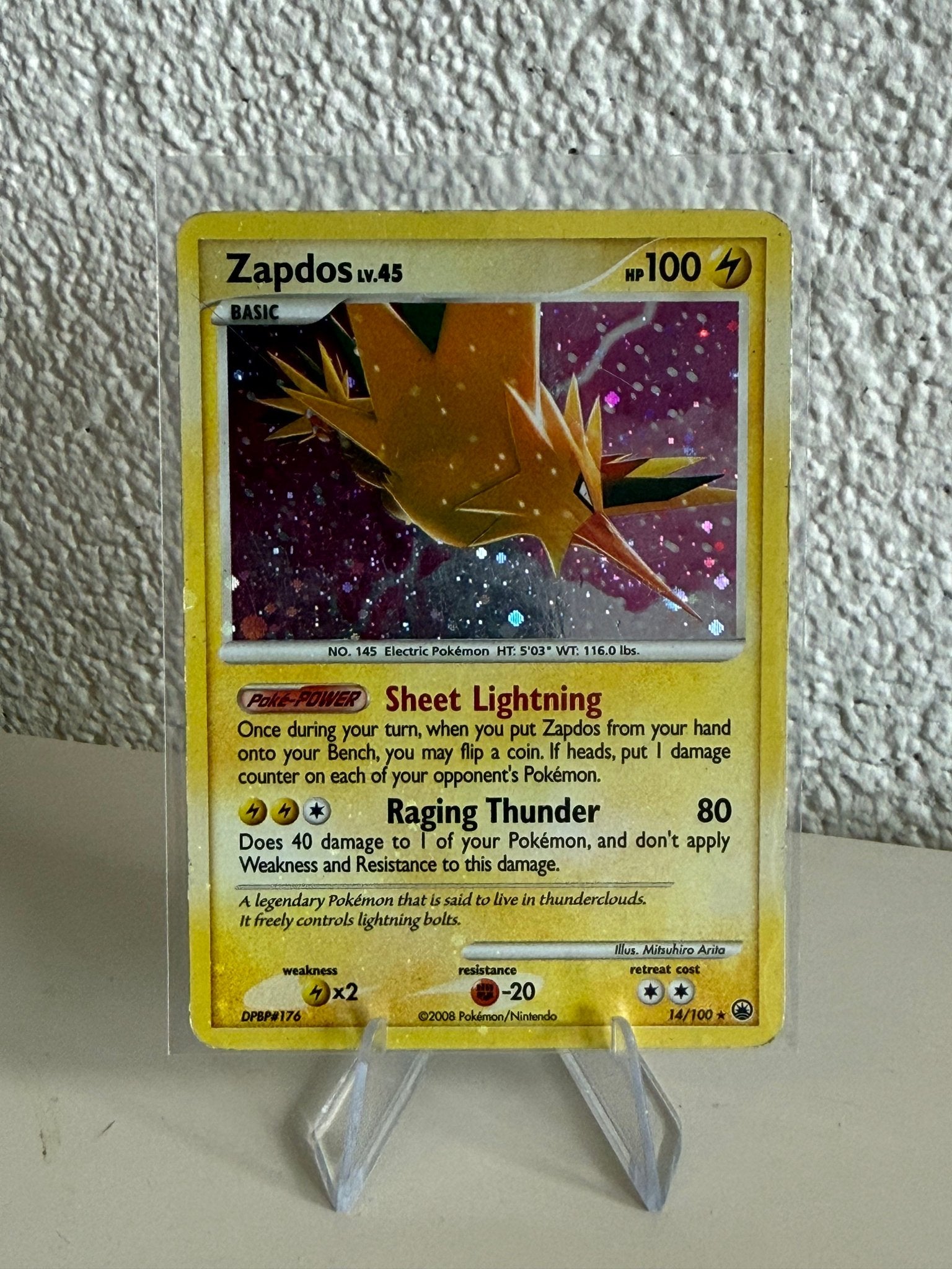 Pokemon | Zapdos | 14/100, Ophalen of Verzenden, Zo goed als nieuw, Losse kaart