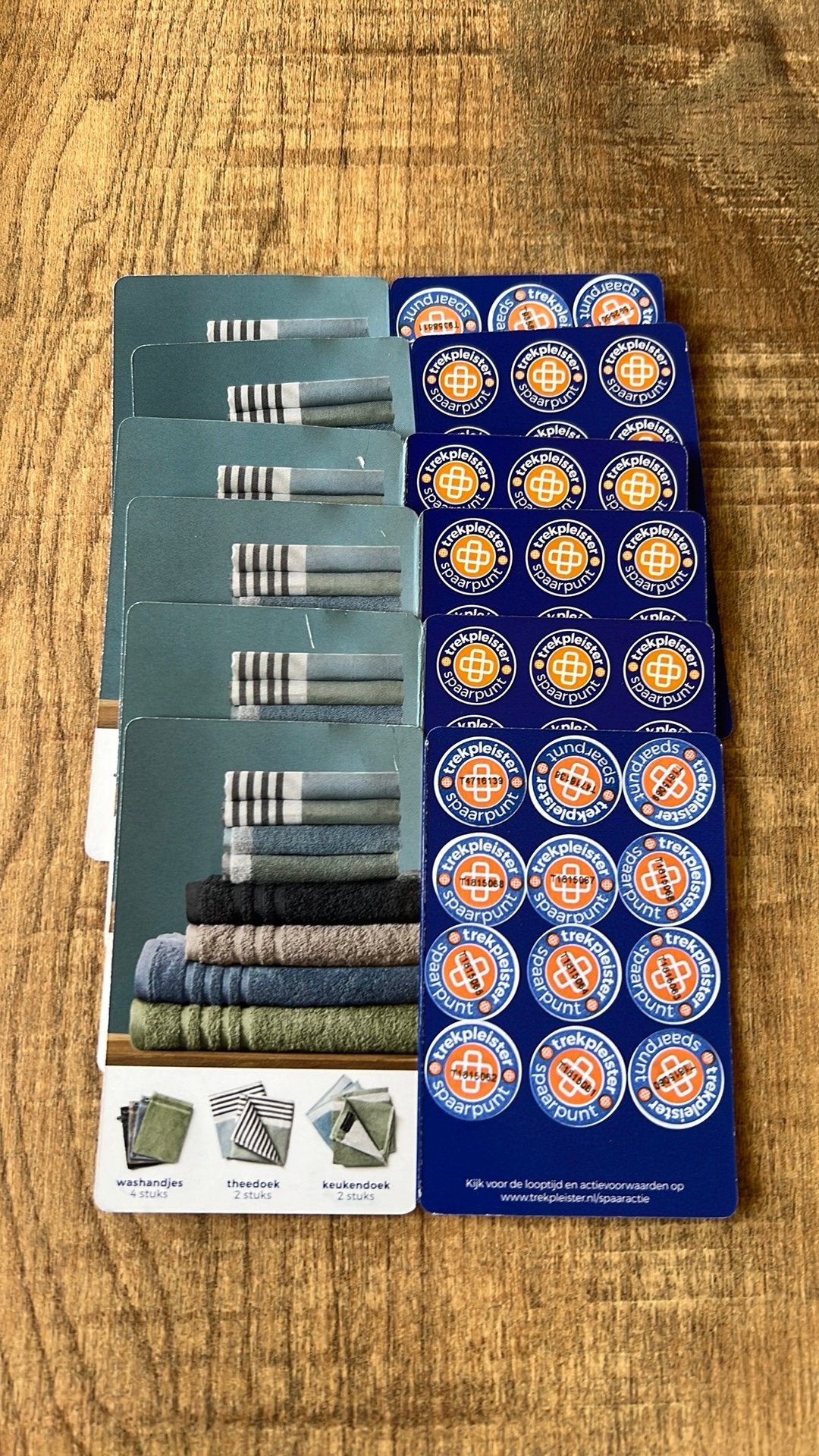 6 x trekpleister handdoek spaarkaarten, Ophalen of Verzenden, Winkel, Super of Benzinepomp, Zegels, Bonnen of Punten