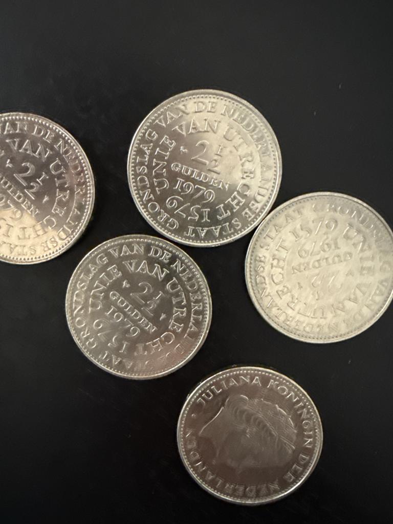 Set van 5 x 2½ gulden Unie van Utrecht, Ophalen, Koningin Juliana, 2½ gulden, Setje