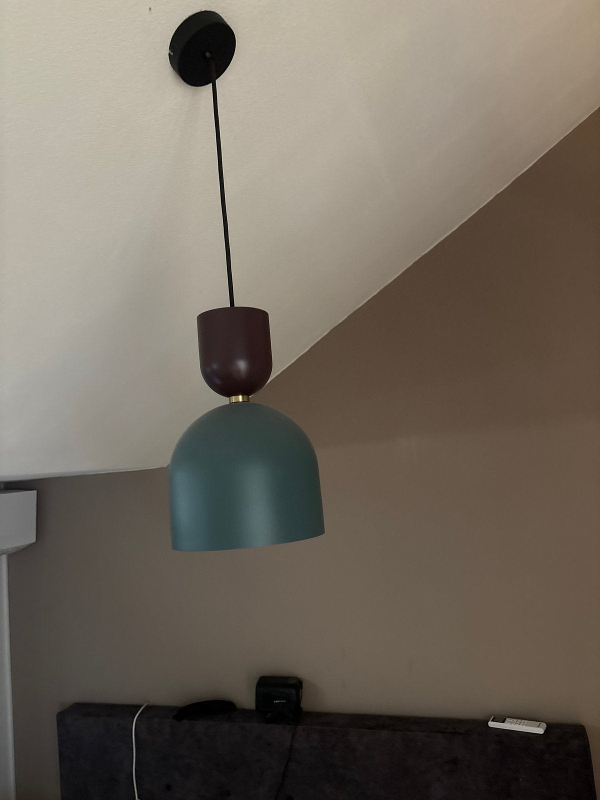 Moderne Hanglamp - Groen/Bruin Design, Ophalen of Verzenden, Zo goed als nieuw, Metaal, E27 (groot)