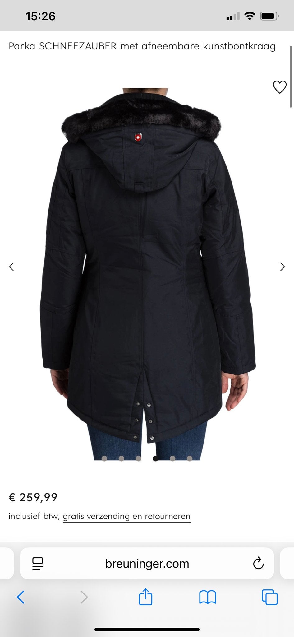 Wellenseteyn Parka SCHNEEZAUBER met afneembare kunstbontkraa, Ophalen, Zo goed als nieuw, Maat 38/40 (M), Zwart