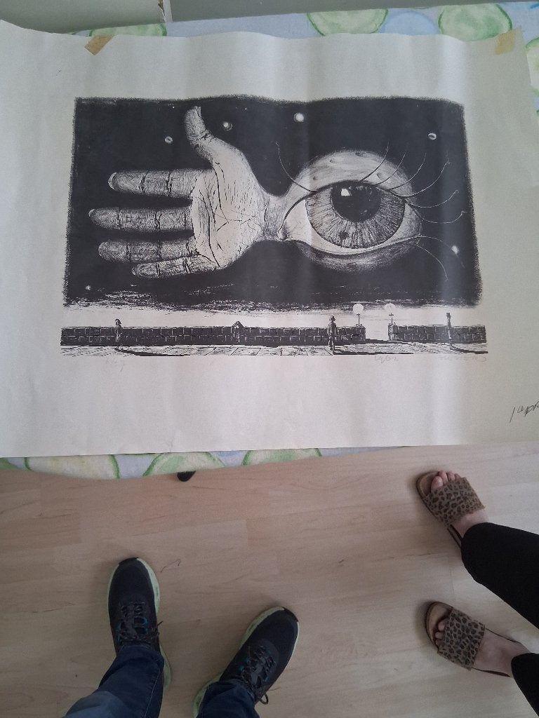 Litho van Henk Hester 1962, Abstract, Ophalen of Verzenden, Lithografie, Gelimiteerde oplage