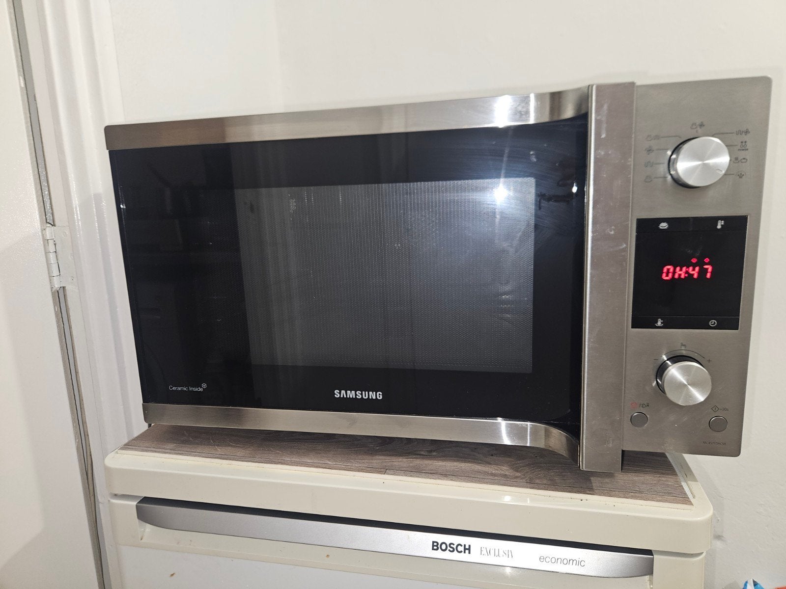 Samsung Combimagnetron -  MC455TBRCSR, Ophalen, Combimagnetron, Zo goed als nieuw, Draaiplateau