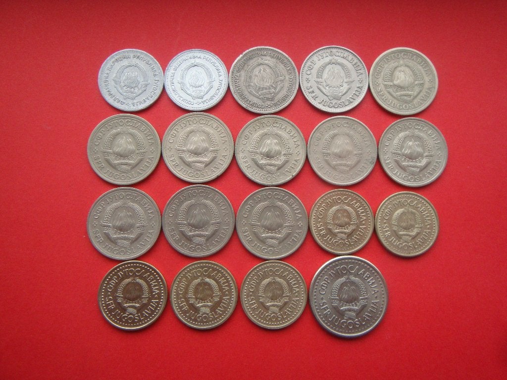 Kavel Joegoslavië setje munten 1 Dinar 1953 / 1990., Verzenden, Joegoslavië, Setje