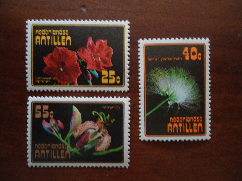 Flora bloemen Nederlandse Antillen 1979, mi. 633-35 postfris, Ophalen of Verzenden, Postfris, Dier of Natuur