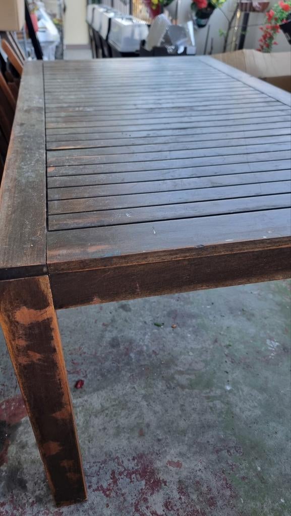 Teakhouten tuintafel 90x160 cm - Robuust en Duurzaam, Tuin en Terras, Ophalen, Gebruikt, Rechthoekig, Teakhout