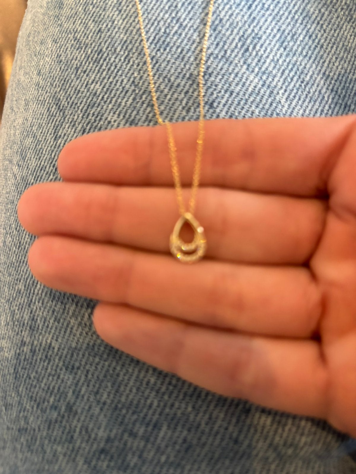 14k goude ketting met zirkonia stenen, Hangers, Nieuw, Ophalen of Verzenden, Goud