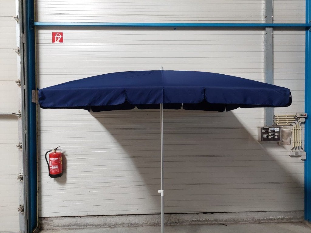 Italiaanse rechthoek parasol alu blauw 180 x 240 cm, Tuin en Terras, Parasols, Ophalen, Verstelbaar, Nieuw, 1 tot 2 meter