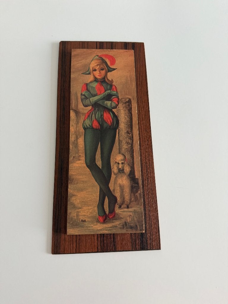 Vintage schilderij op fineer, Minder dan 50 cm, Gebruikt, Verzenden, Schilderij