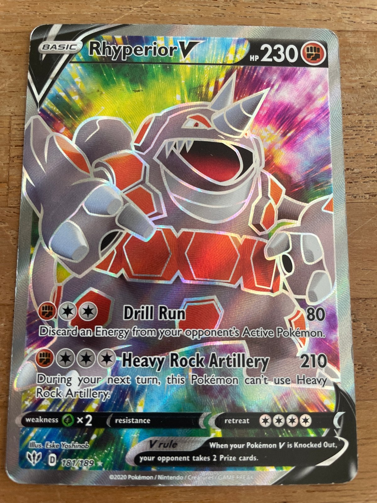 Pokémon Kaart Rhyperior V - D 187/189, Ophalen of Verzenden, Gebruikt, Losse kaart