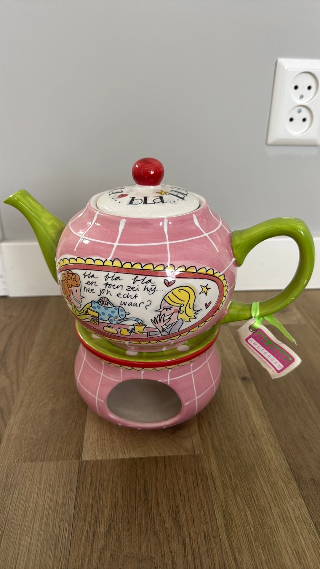 Theepot + waxinelichthouder BLOND Amsterdam, Huis en Inrichting, Ophalen, Landelijk/Boerenbont, Nieuw, Theepot