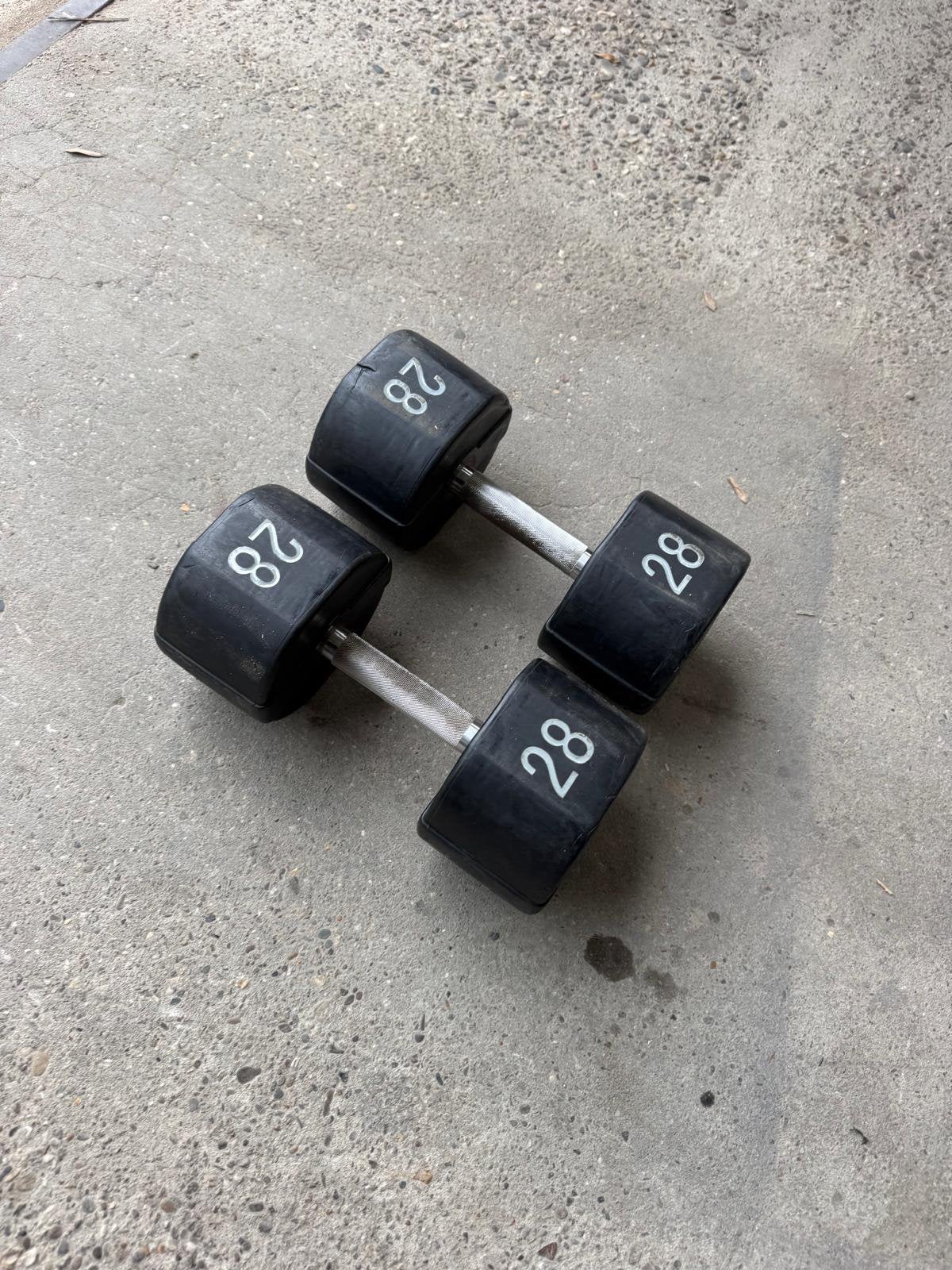 Lifemaxx 2*28 kg dumbells/ rubberen dumbell, Sport en Fitness, Ophalen, Gebruikt, Overige typen, X