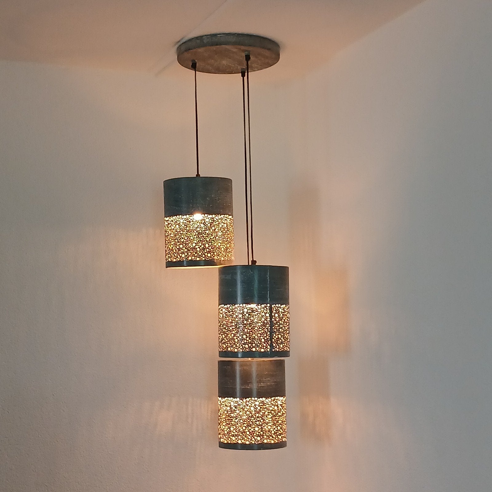 hanglamp  (ook 2 staande cilinderlampen en hanglamp te koop), Ophalen, Metaal