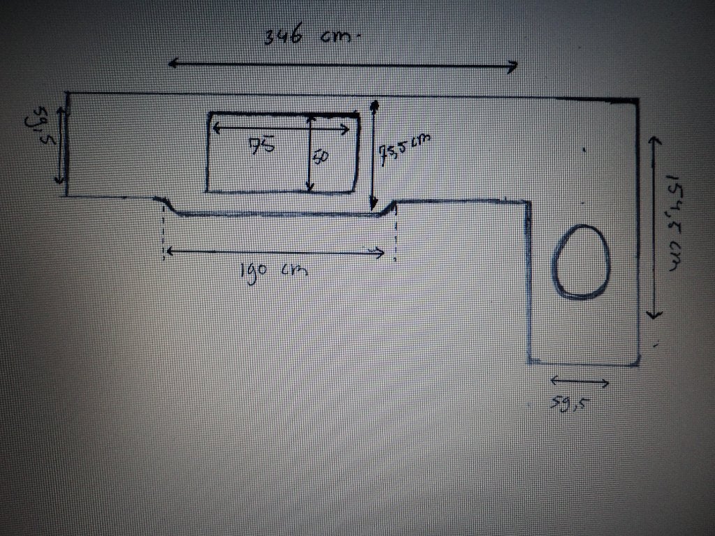 keuken werkblad star galaxy ( zwart ) hoek met verbreding, Huis en Inrichting, Ophalen, Gebruikt, Zwart, 200 cm of meer