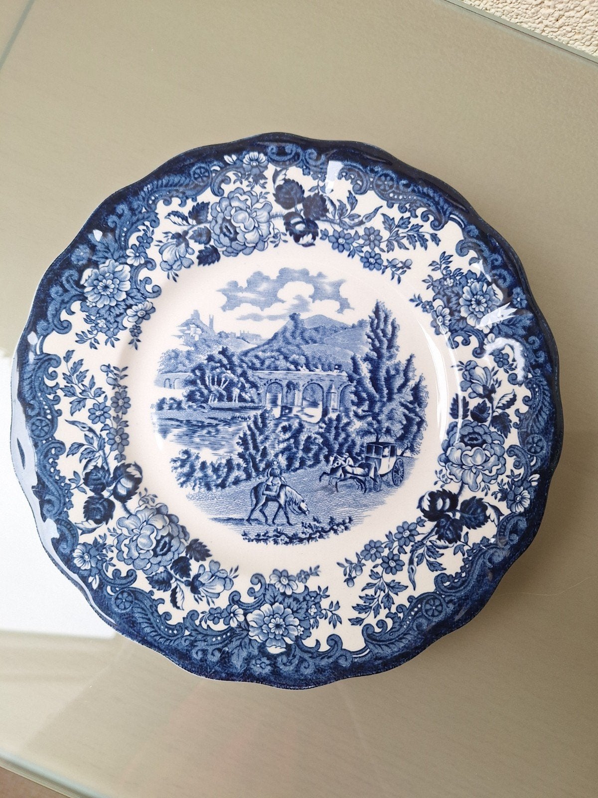 Royal Worcester Palissy Avon Scenes bord, blauw-wit, Ophalen of Verzenden