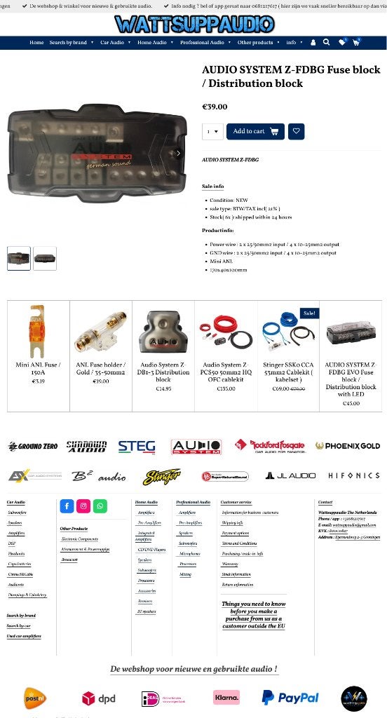 AUDIO SYSTEM Z-FDBG Zekering/ Distribution block, Auto diversen, Autospeakers, Info@optimount.nl, Nieuw, Ophalen of Verzenden