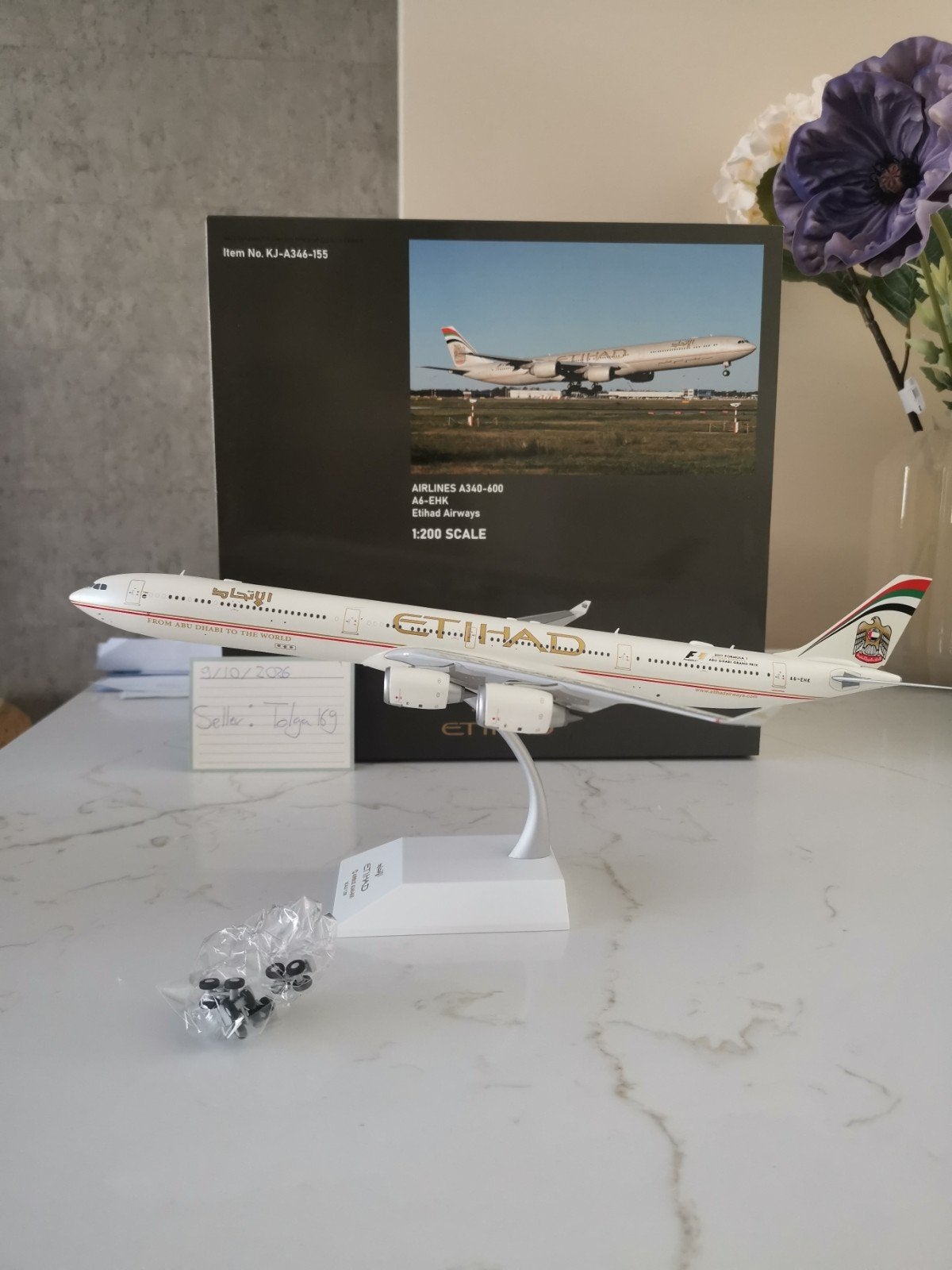 Etihad A340-600 KJ Models 1:200 KJ-A346-155 Reg. A6-EHK, Overige merken, 1:200 of kleiner, Nieuw, Ophalen of Verzenden