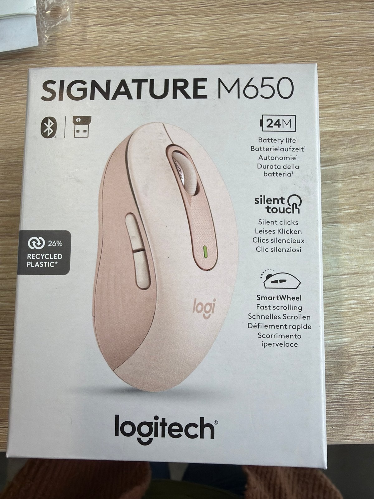 Logitech Signature M650 Draadloze Muis - Roze, Computers en Software, Rechtshandig, Muis, Ergonomisch, Nieuw