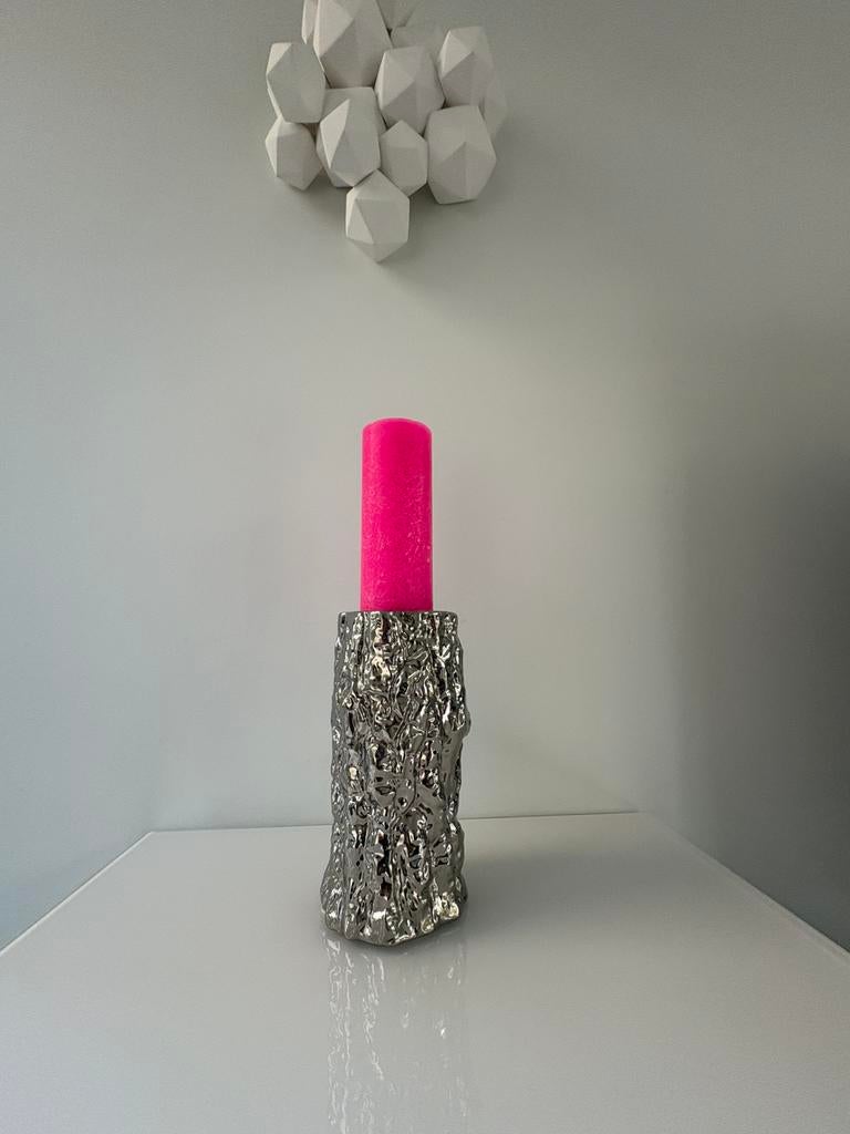 It’s about RoMi kandelaar boomstam in RVS/zilver glazuur, Overige materialen, Overige kleuren, Nieuw, Ophalen of Verzenden