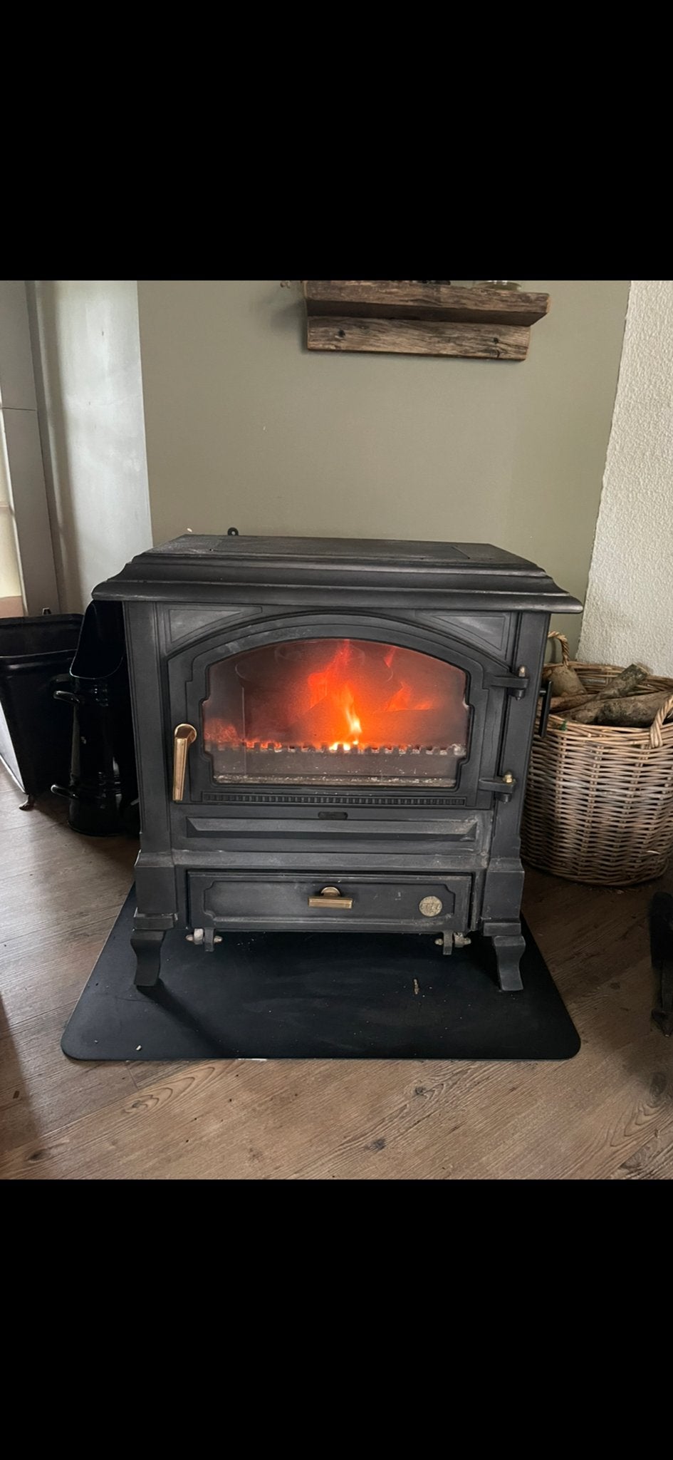 Houtkachel Efel Harmony 2. 12 KW - Zwart, Huis en Inrichting, Ophalen, Gebruikt, Houtkachel, Vrijstaand