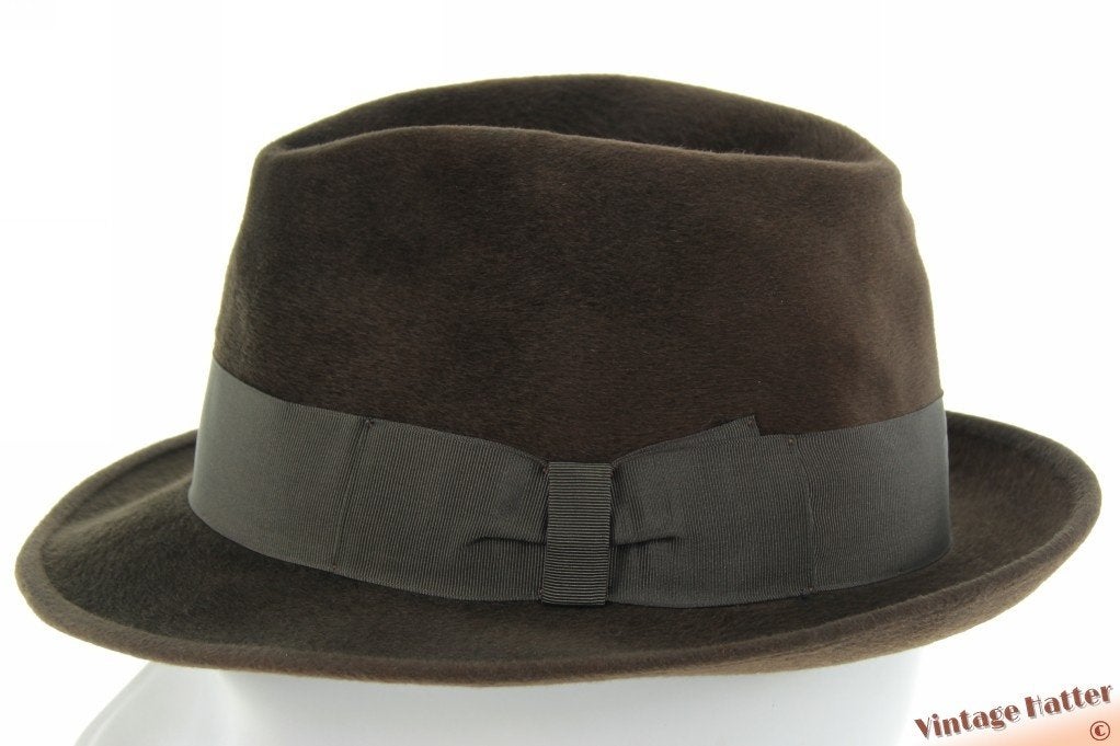 Vintage gleufhoed Borsalino Lupo bruin zacht haarvilt 56, Borsalino, Hoed, Ophalen of Verzenden, 57 cm (M, 7⅛ inch) of minder