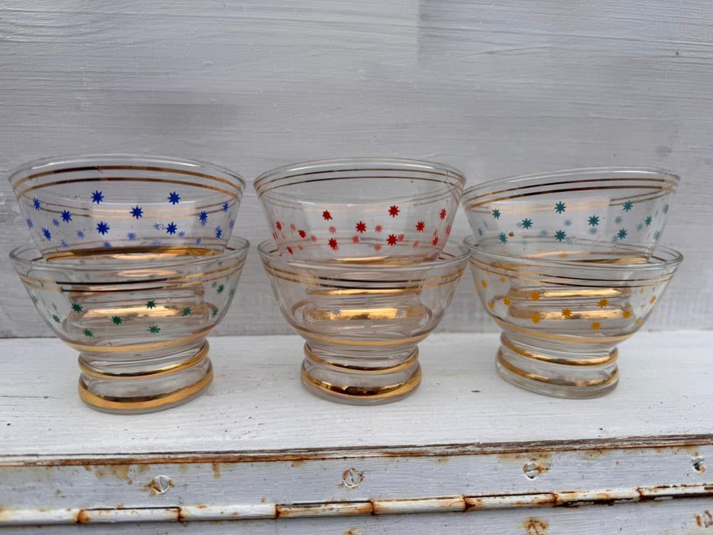 Retro vintage bowl dessert schaaltjes glas, Ophalen of Verzenden