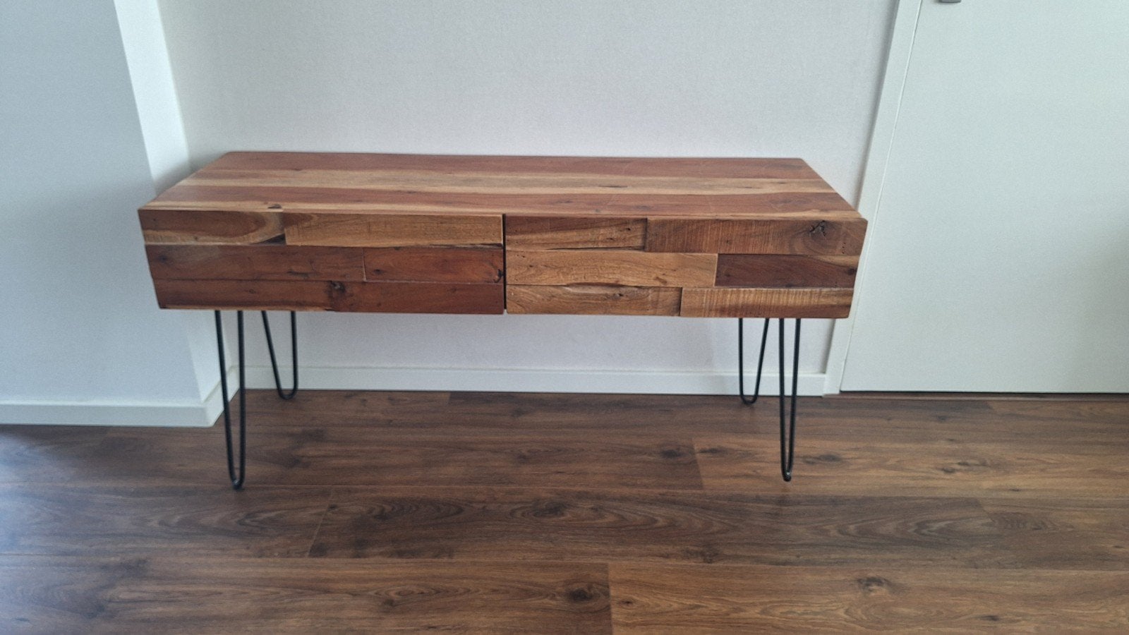 TV Meubel / Side table van Mango hout - 120x40x60 cm, Gebruikt, 100 tot 150 cm, Industrieel, Modern, Minder dan 100 cm