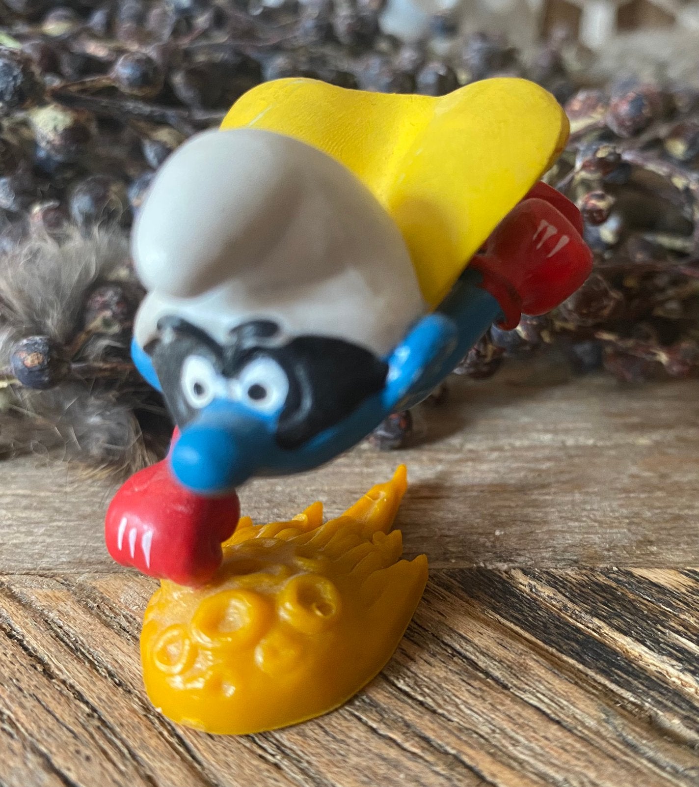 Superman Smurf Schleich 1980 Made in Portugal (Intact!), Ophalen of Verzenden, Zo goed als nieuw