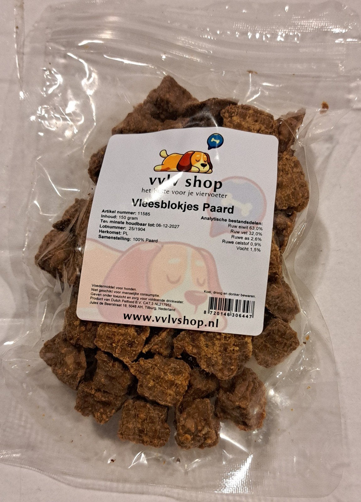 vleesblokjes paard 150 gram, Dieren en Toebehoren, Ophalen of Verzenden, Hond