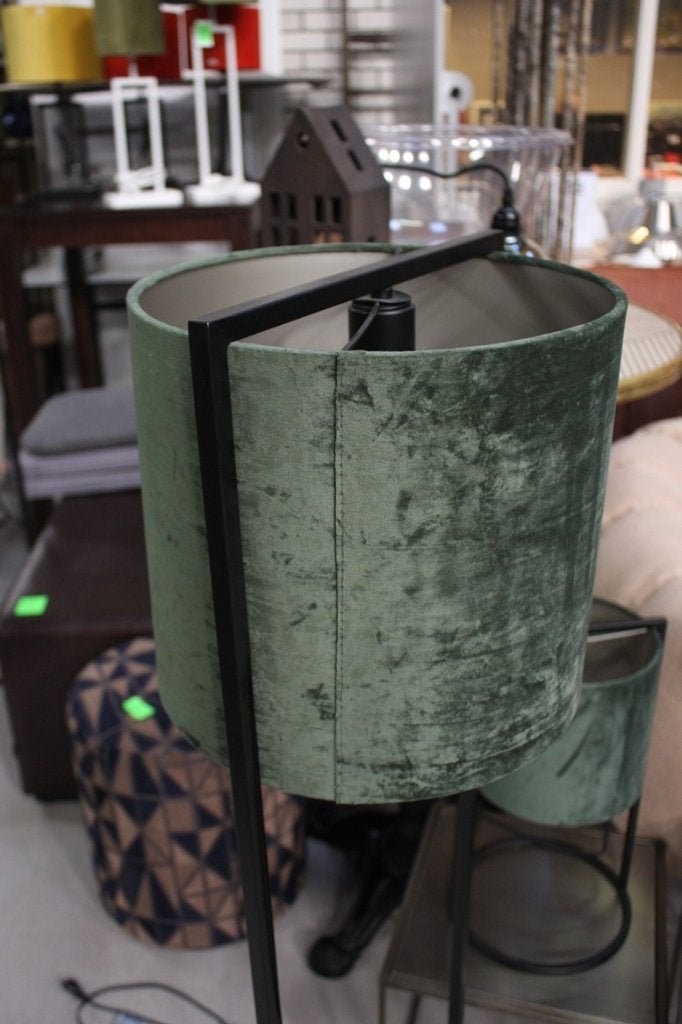Vloerlamp + tafellamp Santos metaal velvet donkergroen, Ophalen, E27 (groot), 150 tot 200 cm, Textiel
