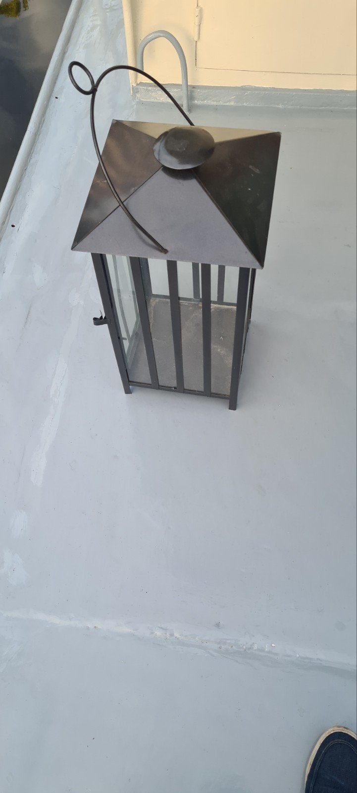 Zwarte glazen lantaarn - Gebruikt, Huis en Inrichting, Ophalen, Gebruikt, Zwart, Glas