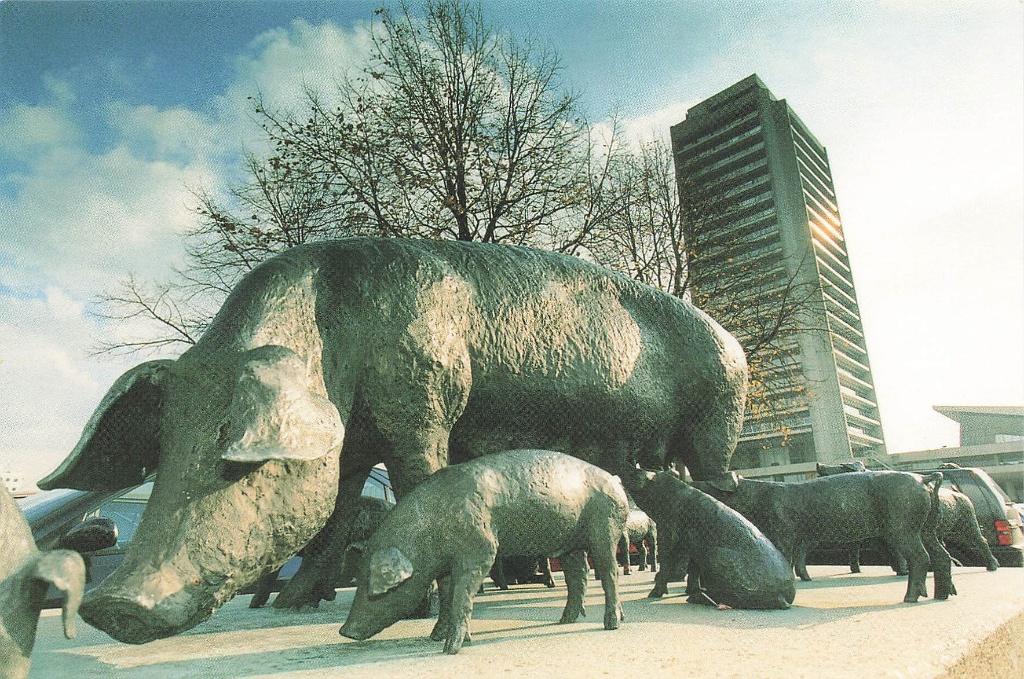 Den Bosch, Zeug met biggen, voorplein Provinciehuis, Ophalen of Verzenden, 1980 tot heden, Ongelopen, Noord-Brabant