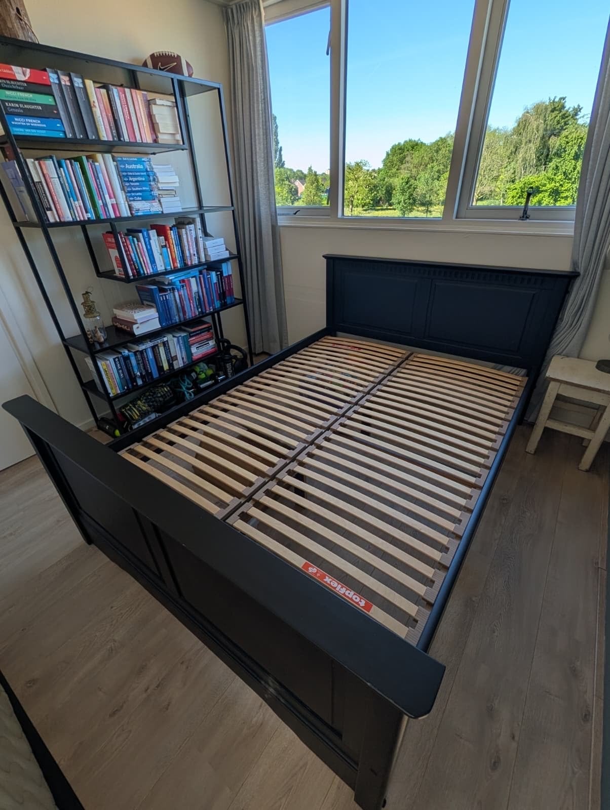 Tweepersoonsbed 140 ( met of zonder lattenbodems), Ophalen, Zwart, Tweepersoons, 140 cm