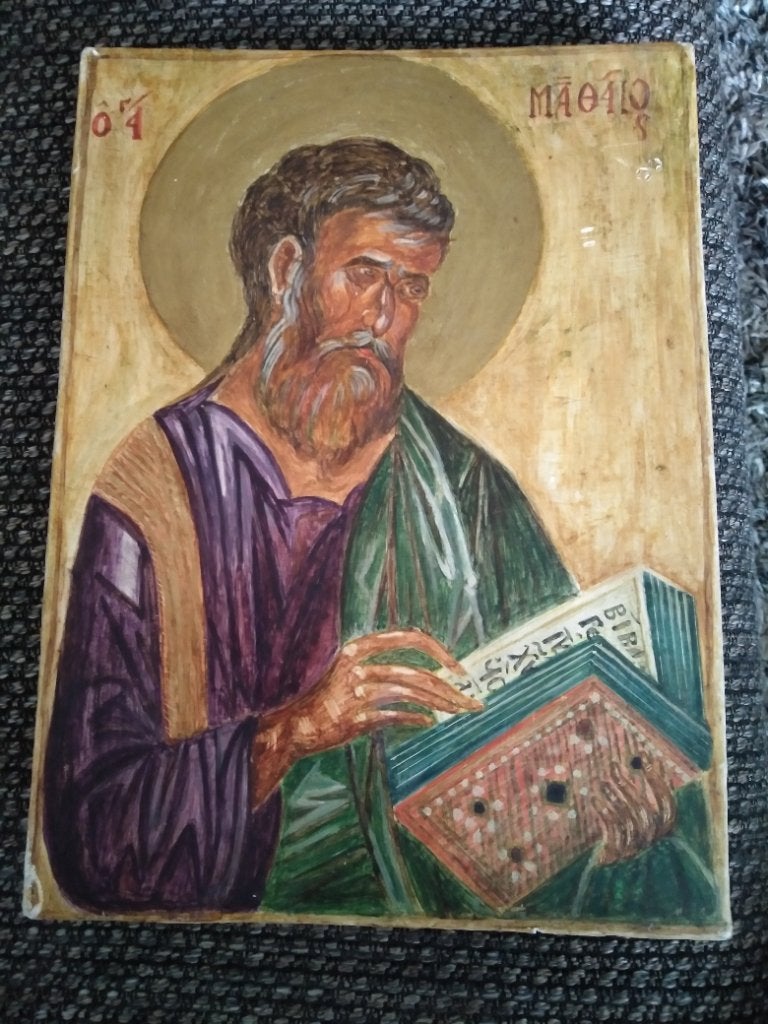 Oude icoon Mattheus, Antiek en Kunst, Ophalen of Verzenden