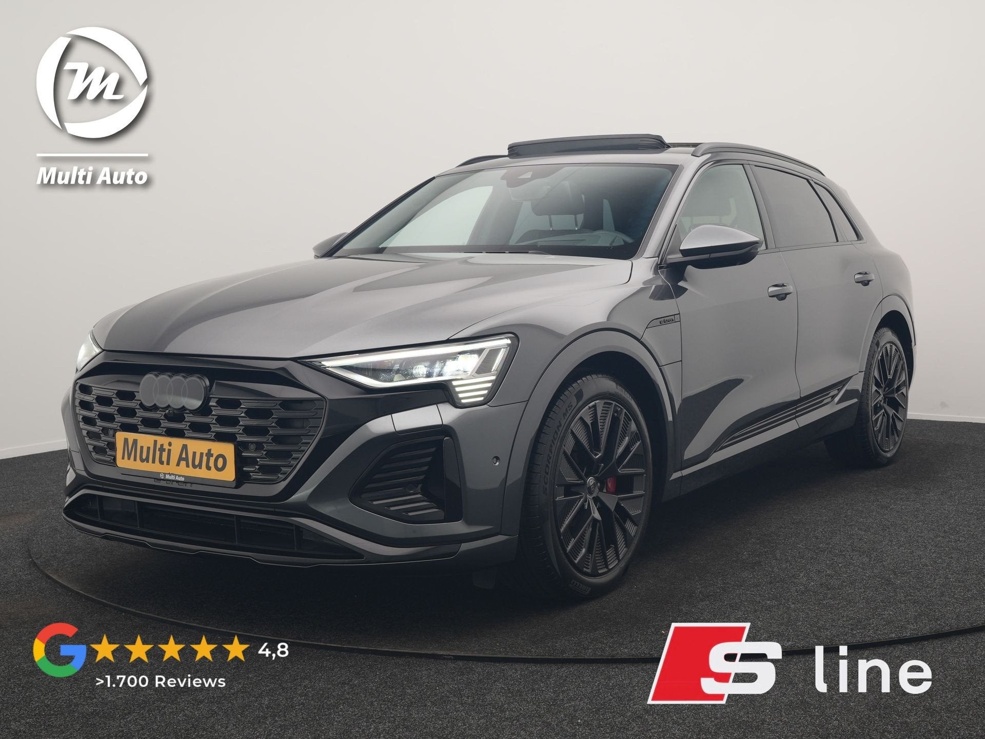 Audi Q8 e-tron 55 Quattro S Line 114 kWh 408pk Dealer O.H. |, Automaat, Gebruikt, Zwart, Vierwielaandrijving