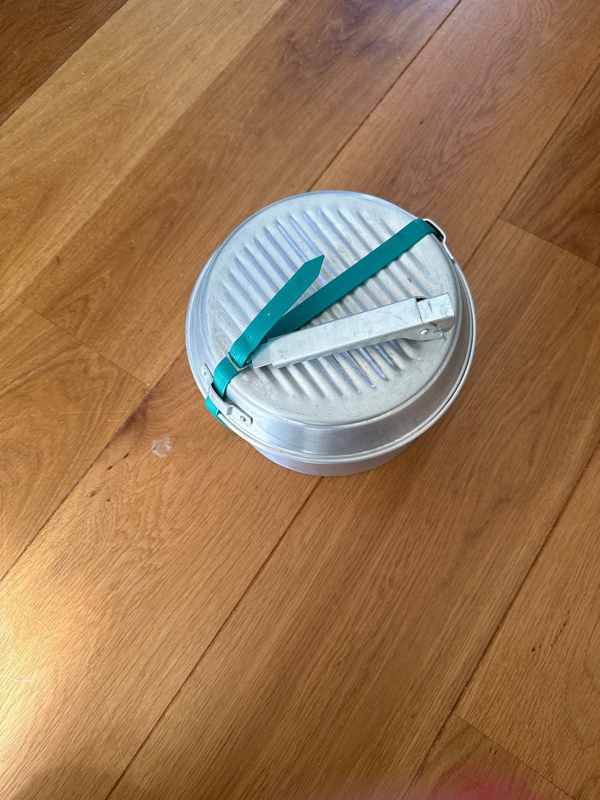 Vintage aluminium kampeer kookset met ketel, Ophalen of Verzenden, Gebruikt