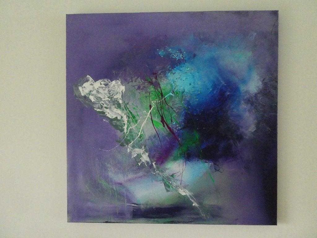 schilderij. Afm. 80 x 60 cm. Olieverf op canvas. Gesigneerd., Abstract, Gelimiteerde oplage, Ophalen of Verzenden, Olieverf