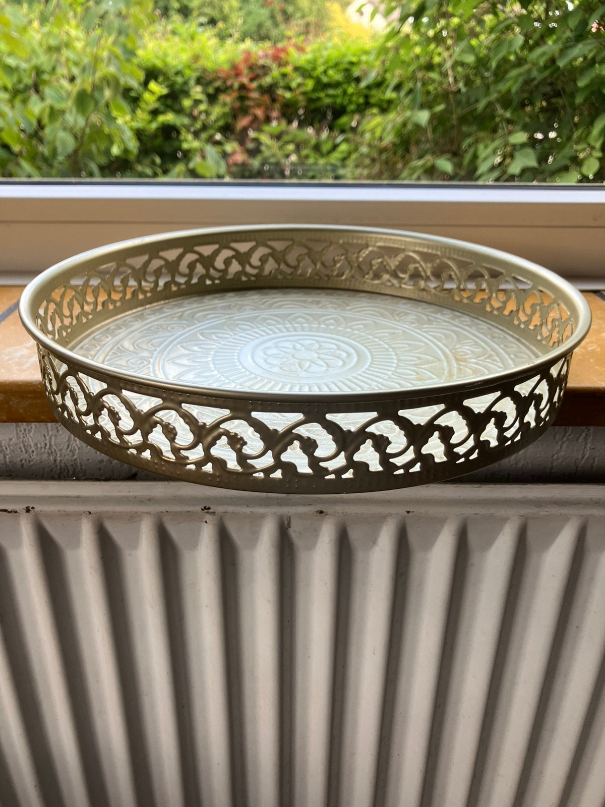 Rond metalen dienblad - 28 cm - goudkleurig, Ophalen, Zo goed als nieuw, Rond, Metaal