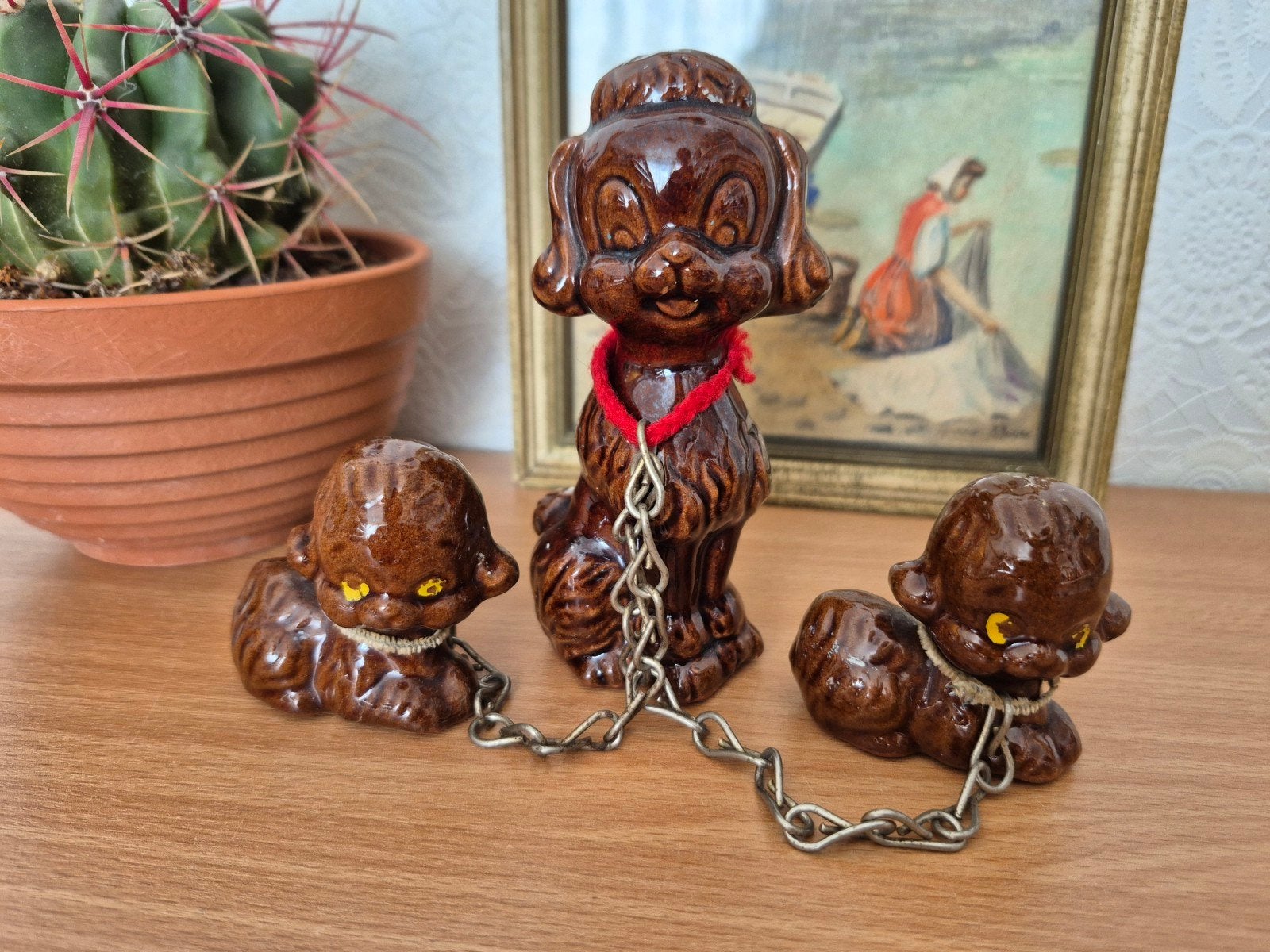 Vintage poedel hondjes puppies set, jaren 50/60, Japan, Ophalen of Verzenden
