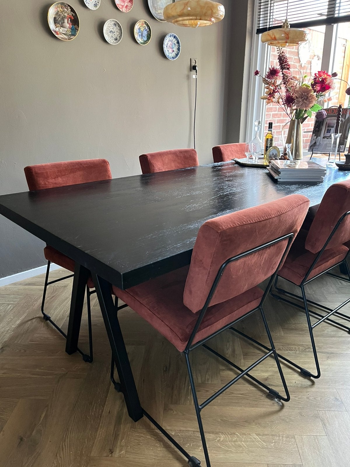 Zwarte houten eettafel 100x220cm, Huis en Inrichting, Tafels | Eettafels, Ophalen, 100 tot 150 cm, 200 cm of meer, Zo goed als nieuw