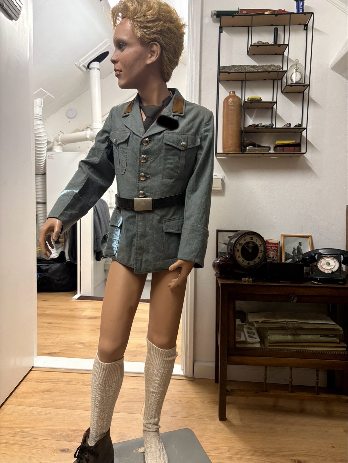 Vintage etalagepop met pruik (exclusief uniform), Ophalen, Overige soorten, Overige gebieden, Overige typen