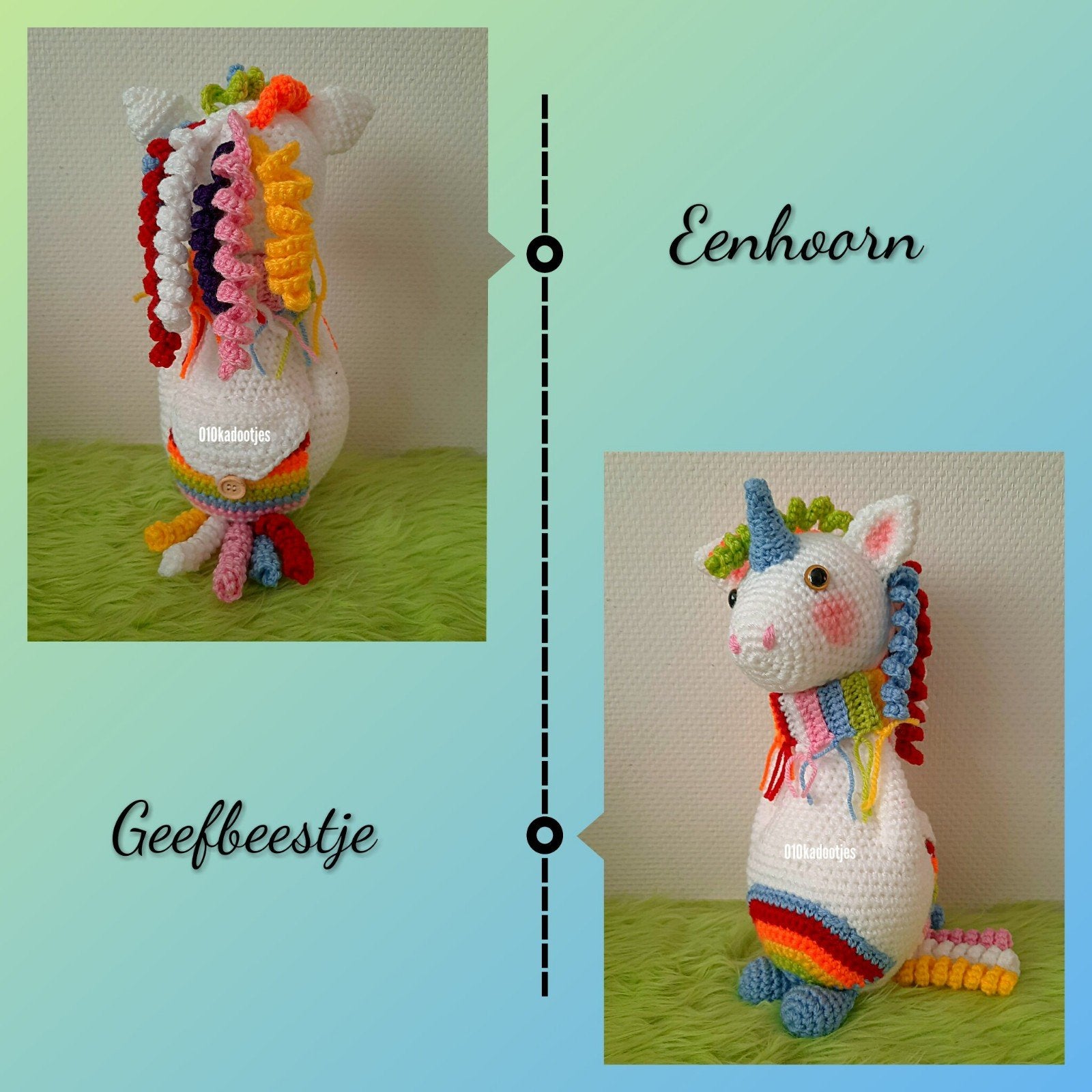 Nieuwe zelfgehaakte knuffels.
Kleurrijke regenboog eenhoorn., Ophalen of Verzenden, Haken, Overige typen