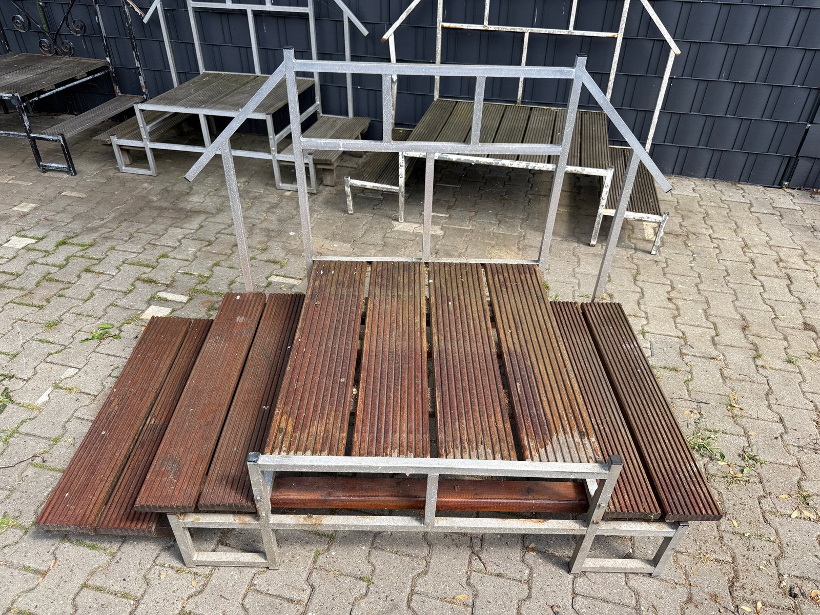 Aluminium en houten trapje, Ophalen, Zo goed als nieuw