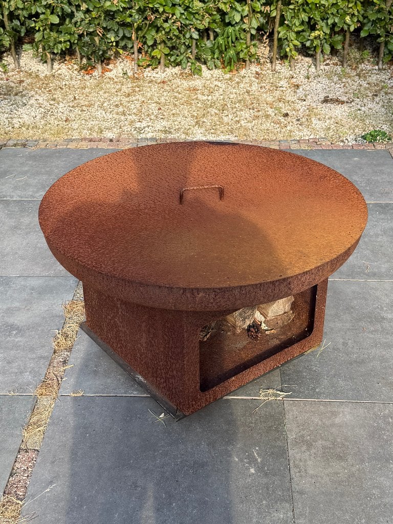 Vuurschaal 80 cm met houtopslag, Ophalen, Gebruikt